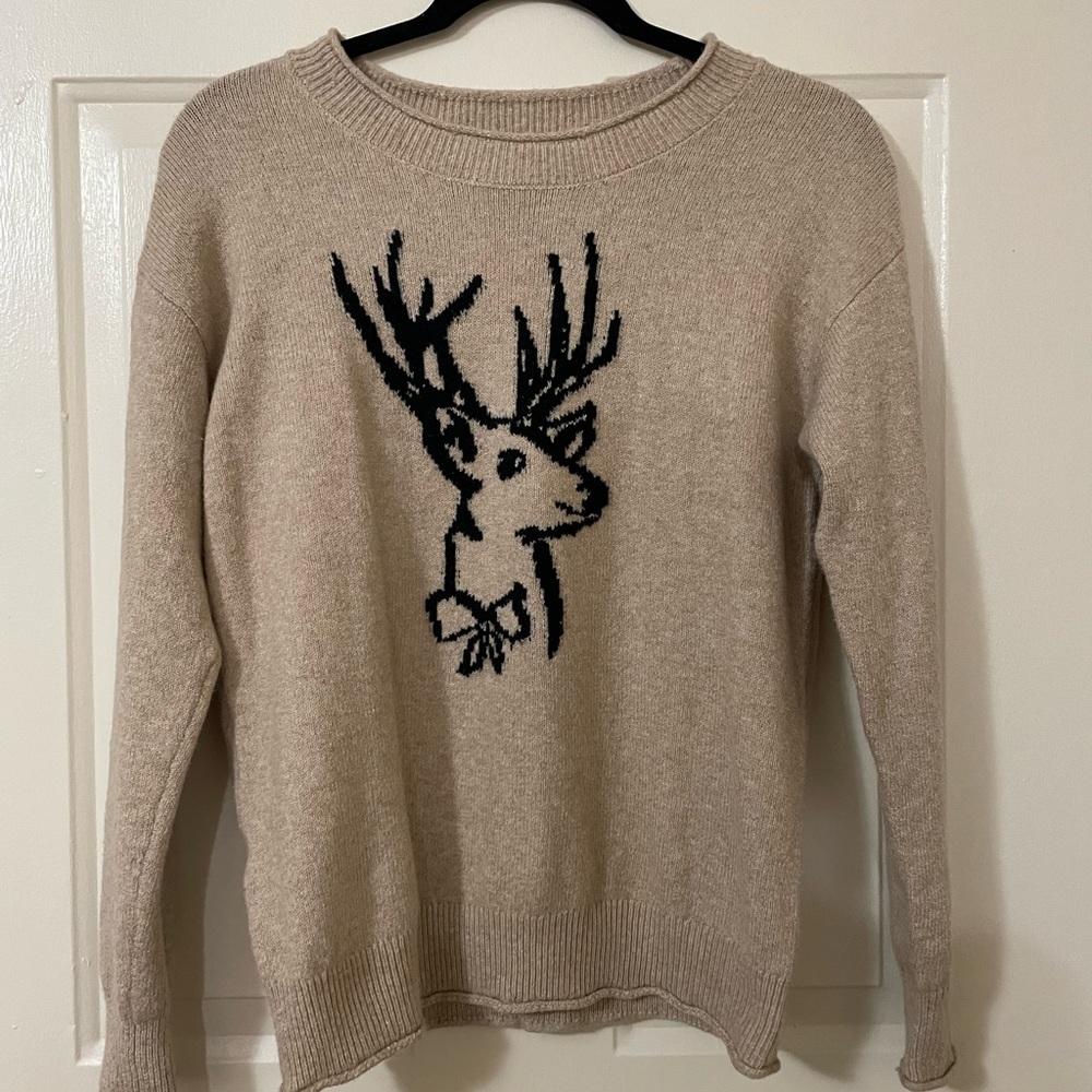 Tan Reindeer Graphic Sweater